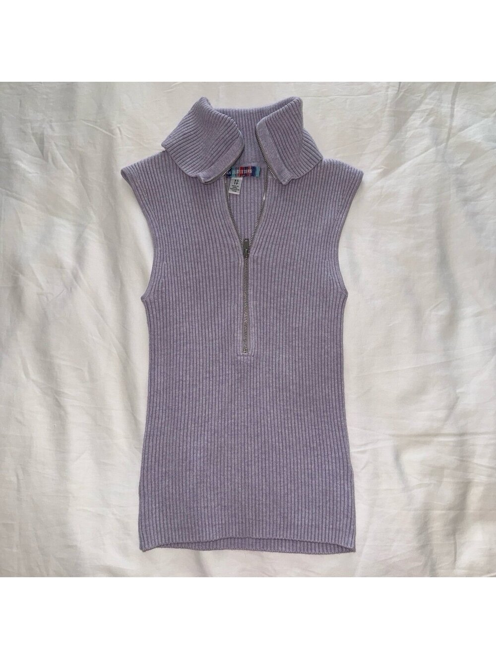 Urban Outfitters Talia Purple Knit Zip Tank Top XS
